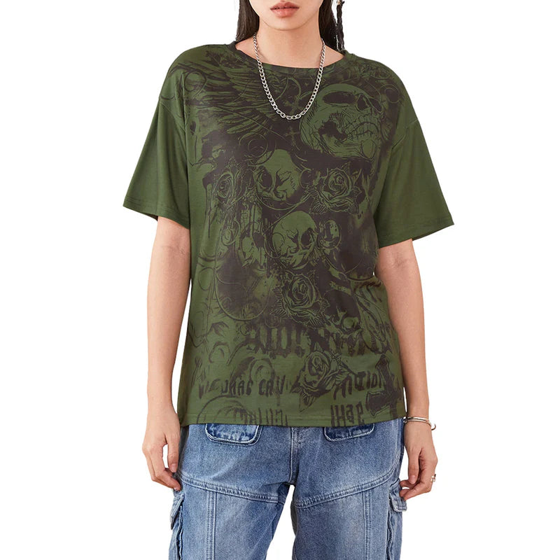 Loose-fitting Short-Sleeve Top With A Unique Print