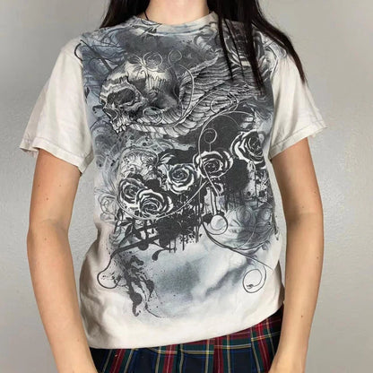 Loose-fitting Short-Sleeve Top With A Unique Print