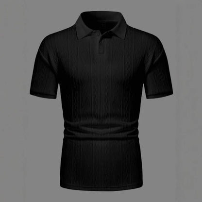 Mens Textured Polo Shirt Short-sleeve T-shirt Top